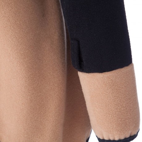 STYLISH TURN-DOWN COLLAR COLOR BLOCK LONG SLEEVE COAT FOR WOMEN