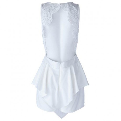 SEXY JEWEL NECK LACE SPLICING BACKLESS JUMPSUIT FOR WOMEN