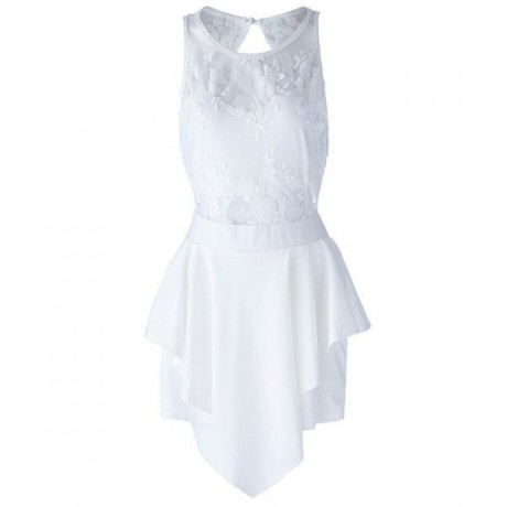 SEXY JEWEL NECK LACE SPLICING BACKLESS JUMPSUIT FOR WOMEN