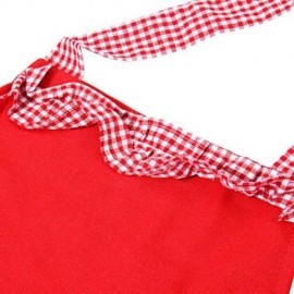 WOMEN KITCHEN BIB APRON CUTE COOKING FLIRTY VINTAGE DRESS WITH BOWKNOT POCKET (RED)