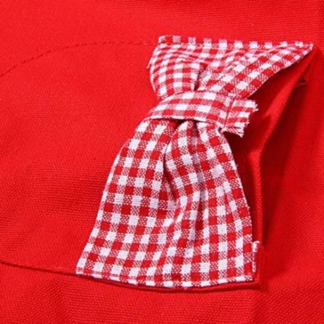 WOMEN KITCHEN BIB APRON CUTE COOKING FLIRTY VINTAGE DRESS WITH BOWKNOT POCKET (RED)