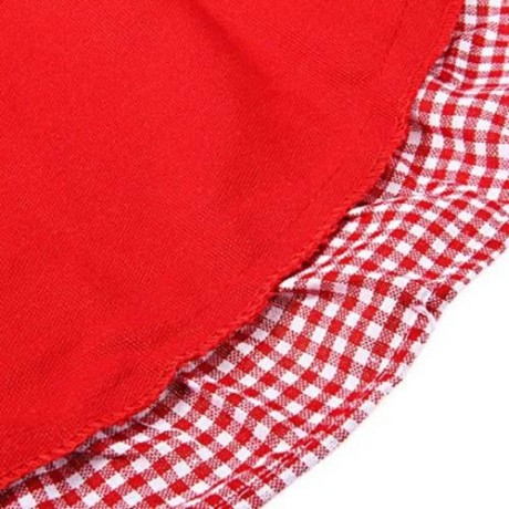 WOMEN KITCHEN BIB APRON CUTE COOKING FLIRTY VINTAGE DRESS WITH BOWKNOT POCKET (RED)