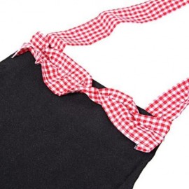 WOMEN KITCHEN BIB APRON CUTE COOKING FLIRTY VINTAGE DRESS WITH BOWKNOT POCKET (BLACK AND P