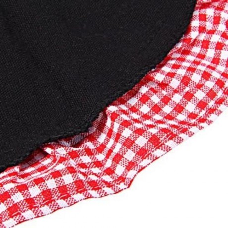 WOMEN KITCHEN BIB APRON CUTE COOKING FLIRTY VINTAGE DRESS WITH BOWKNOT POCKET (BLACK AND P