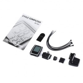 WATER RESISTANT WIRELESS BIKE COMPUTER SPEEDOMETER WITH LCD BACKLIGHT AUTO WAKE-UP (WHITE 