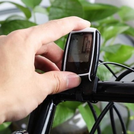 WATER RESISTANT WIRELESS BIKE COMPUTER SPEEDOMETER WITH LCD BACKLIGHT AUTO WAKE-UP (WHITE 