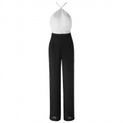 SEXY V-NECK SLEEVELESS COLOR BLOCK BACKLESS WOMEN'S JUMPSUIT
