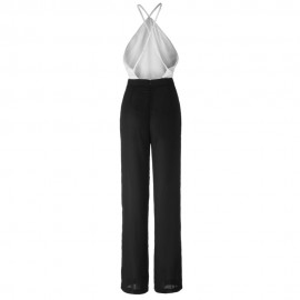 SEXY V-NECK SLEEVELESS COLOR BLOCK BACKLESS WOMEN'S JUMPSUIT