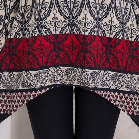 CASUAL SCOOP NECK LONG SLEEVE ASYMMETRICAL PRINTED WOMEN'S KNITWEAR