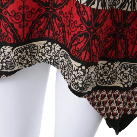 CASUAL SCOOP NECK LONG SLEEVE ASYMMETRICAL PRINTED WOMEN'S KNITWEAR