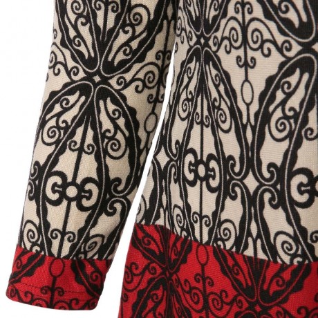 CASUAL SCOOP NECK LONG SLEEVE ASYMMETRICAL PRINTED WOMEN'S KNITWEAR