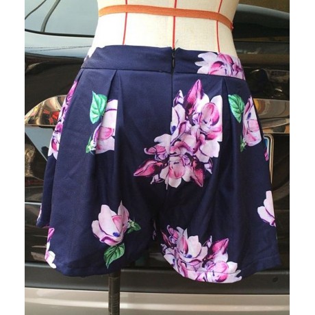 SEXY ROUND NECK BACKLESS FLORAL PRINT SUIT