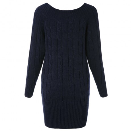 CASUAL SCOOP NECK SOLID COLOR ALL-MATCH LONG SLEEVE WOMEN'S SWEATER