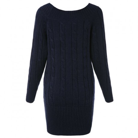 CASUAL SCOOP NECK SOLID COLOR ALL-MATCH LONG SLEEVE WOMEN'S SWEATER
