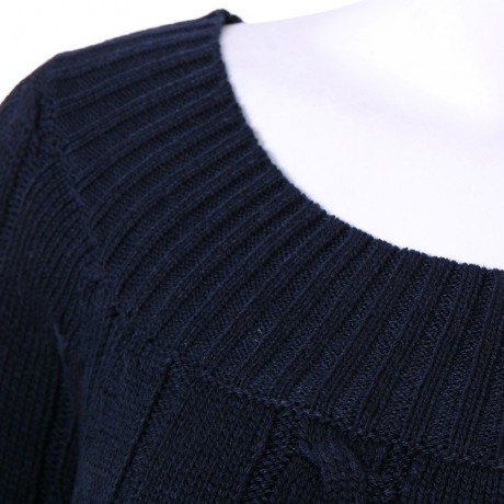 CASUAL SCOOP NECK SOLID COLOR ALL-MATCH LONG SLEEVE WOMEN'S SWEATER