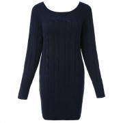 CASUAL SCOOP NECK SOLID COLOR ALL-MATCH LONG SLEEVE WOMEN'S SWEATER