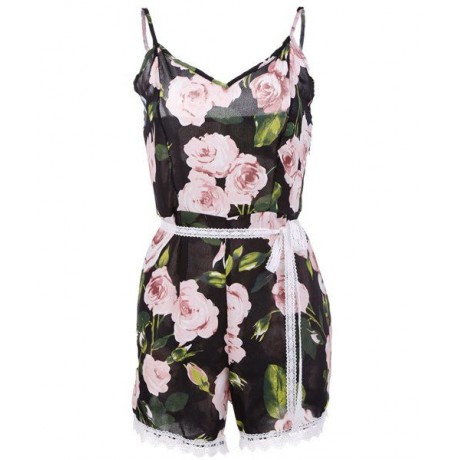 WOMEN'S SEXY SPAGHETTI STRAP FLORAL PRINT ROMPERS (COLORMIX, SIZE S/L)