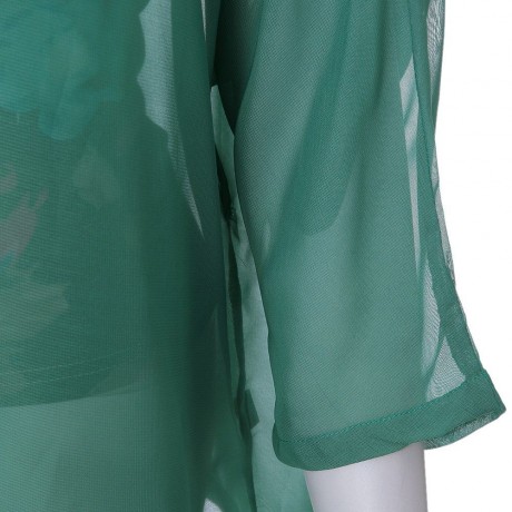 ELEGANT OFF-THE-SHOULDER LONG SLEEVE CHIFFON BLOUSE   FLORAL PRINT VEST WOMEN'S TWINSET