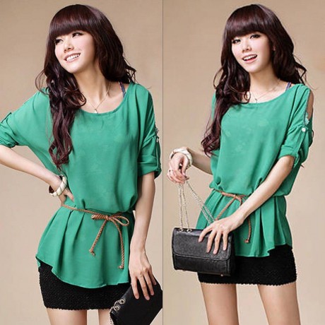 ELEGANT OFF-THE-SHOULDER LONG SLEEVE CHIFFON BLOUSE   FLORAL PRINT VEST WOMEN'S TWINSET