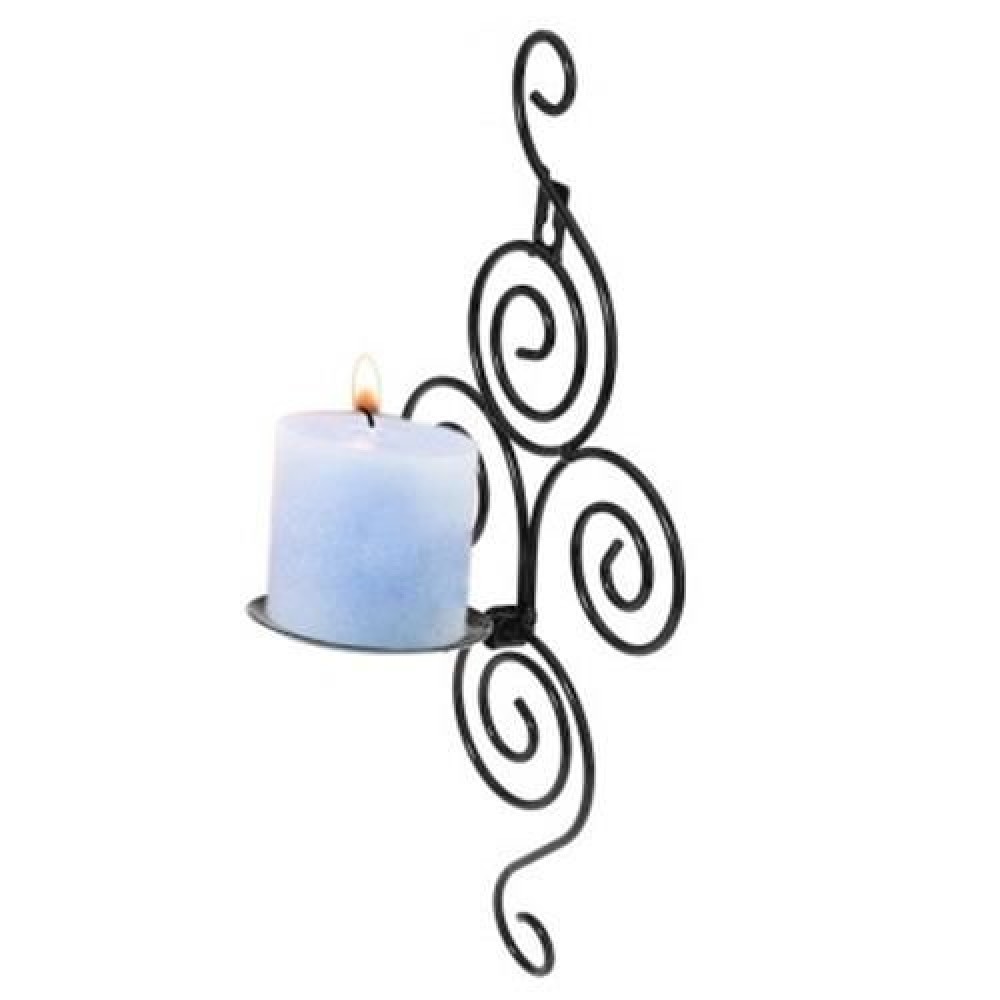 VERTICAL SWIRLING IRON CANDLE HOLDER SCONCE HANGING WALL DECORATIVE ART CANDLESTICK (BLACK VERTICAL SWIRLING IRON CANDLE HOLDER SCONCE HANGING WALL DECORATIVE ART CANDLESTICK (BLACK