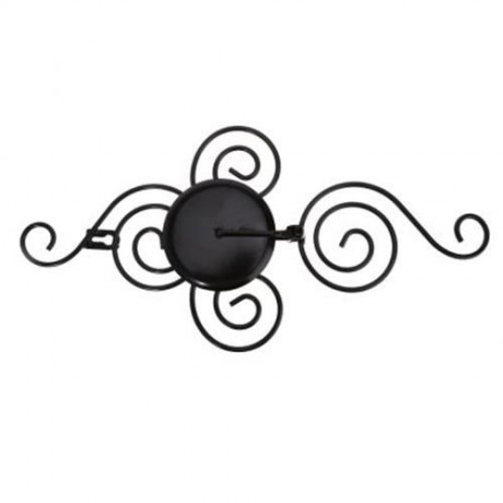 VERTICAL SWIRLING IRON CANDLE HOLDER SCONCE HANGING WALL DECORATIVE ART CANDLESTICK (BLACK