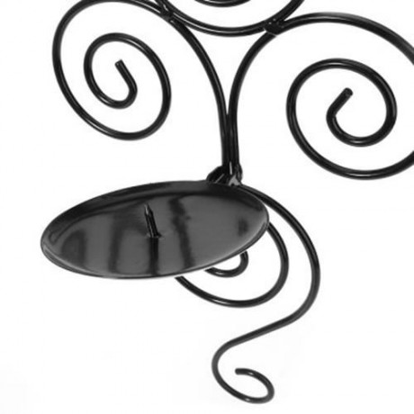 VERTICAL SWIRLING IRON CANDLE HOLDER SCONCE HANGING WALL DECORATIVE ART CANDLESTICK (BLACK