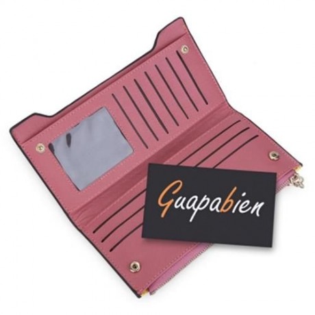 GUAPABIEN BOWKNOT LETTER SOLID COLOR HASP ZIPPER HORIZONTAL LONG WALLET FOR LADY (YELLOW)