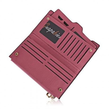 GUAPABIEN BOWKNOT LETTER SOLID COLOR HASP ZIPPER HORIZONTAL LONG WALLET FOR LADY (YELLOW)