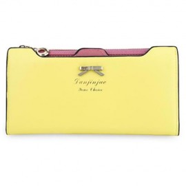 GUAPABIEN BOWKNOT LETTER SOLID COLOR HASP ZIPPER HORIZONTAL LONG WALLET FOR LADY (YELLOW)