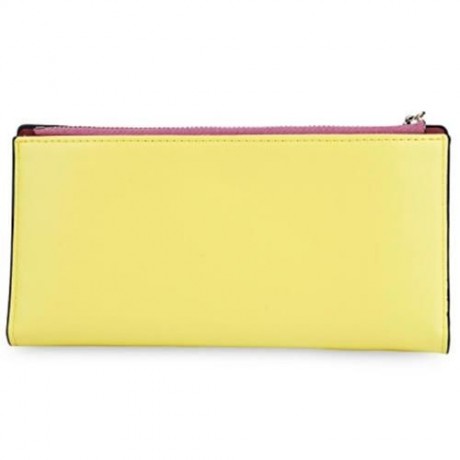 GUAPABIEN BOWKNOT LETTER SOLID COLOR HASP ZIPPER HORIZONTAL LONG WALLET FOR LADY (YELLOW)