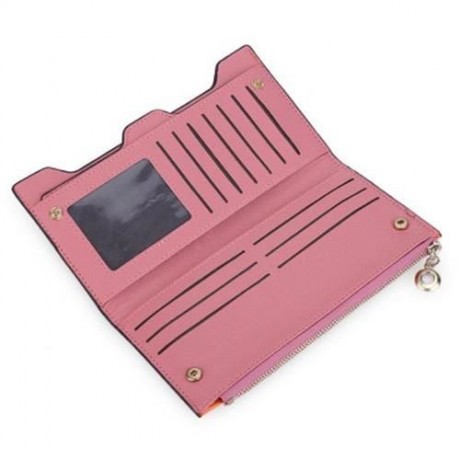 GUAPABIEN BOWKNOT LETTER SOLID COLOR HASP ZIPPER HORIZONTAL LONG WALLET FOR LADY (ORANGE R