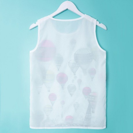 FASHIONABLE SCOOP COLLAR FIRE BALLOON PRINT CHIFFON WOMEN'S TANK TOP