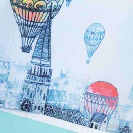 FASHIONABLE SCOOP COLLAR FIRE BALLOON PRINT CHIFFON WOMEN'S TANK TOP