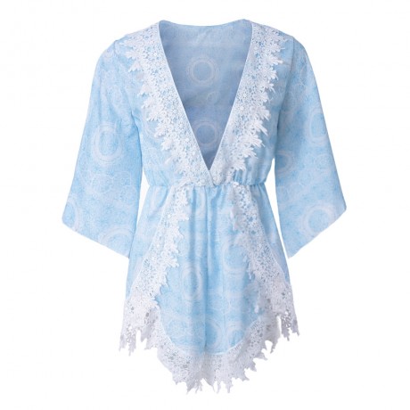 STYLISH PLUNGING NECK PRINTED LACE EMBELLISHED WOMEN'S ROMPER