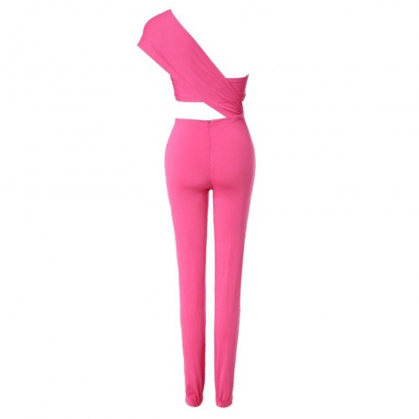 SEXY ONE SHOULDER SOLID COLOR JUMPSUIT FOR WOMEN