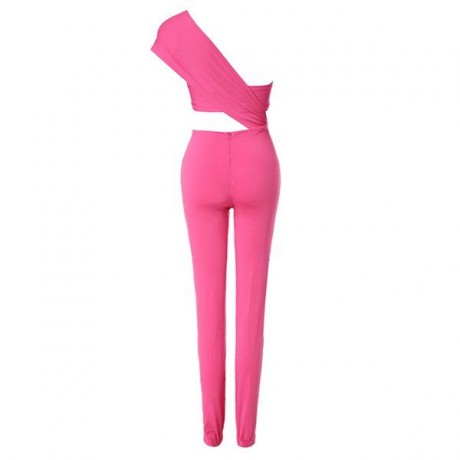 SEXY ONE SHOULDER SOLID COLOR JUMPSUIT FOR WOMEN