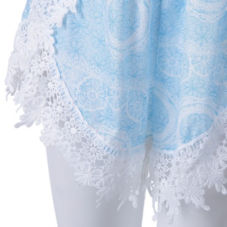 STYLISH PLUNGING NECK PRINTED LACE EMBELLISHED WOMEN'S ROMPER