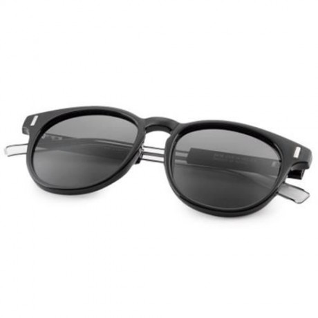 CASUAL UNISEX NAIL DESIGN COLOR COATED ROUND FRAME HOLLOW SUNGLASSES (BLACK GREY)