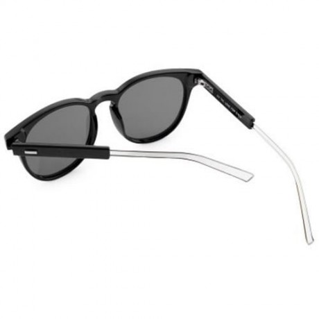 CASUAL UNISEX NAIL DESIGN COLOR COATED ROUND FRAME HOLLOW SUNGLASSES (BLACK GREY)
