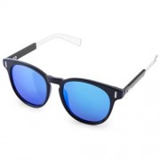 CASUAL UNISEX NAIL DESIGN COLOR COATED ROUND FRAME HOLLOW SUNGLASSES (BLACK FRAME   BLUE)