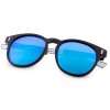 CASUAL UNISEX NAIL DESIGN COLOR COATED ROUND FRAME HOLLOW SUNGLASSES (BLACK FRAME   BLUE)