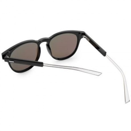 CASUAL UNISEX NAIL DESIGN COLOR COATED ROUND FRAME HOLLOW SUNGLASSES (BLACK FRAME   BLUE)