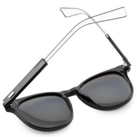 CASUAL UNISEX NAIL DESIGN COLOR COATED ROUND FRAME HOLLOW SUNGLASSES (BLACK FRAME   BLUE)