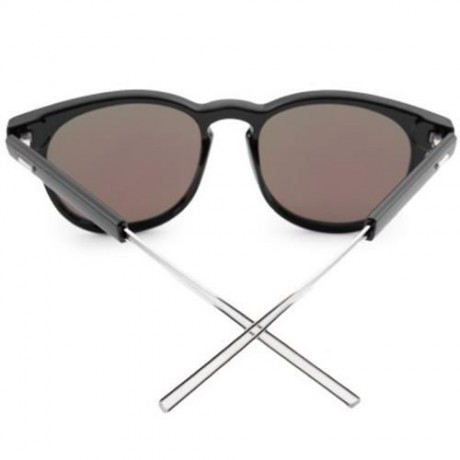 CASUAL UNISEX NAIL DESIGN COLOR COATED ROUND FRAME HOLLOW SUNGLASSES (BLACK FRAME   BLUE)