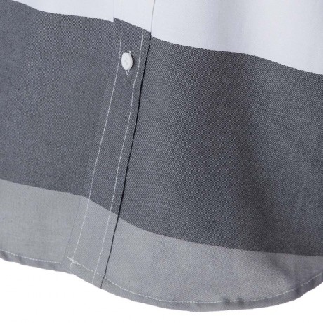 TRENDY DISTINCT COLOR BLOCK STRIPES PRINT TURN-DOWN COLLAR SLIMMING LONG SLEEVES MEN'S SHI