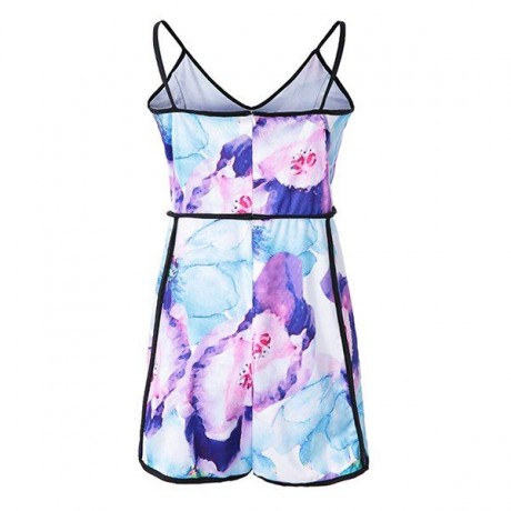 CHIC SPAGHETTI STRAP SLEEVELESS LOW CUT PRINTED WOMEN'S ROMPER