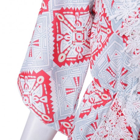 STYLISH PLUNGING NECK PRINTED LACE EMBELLISHED WOMEN'S ROMPER