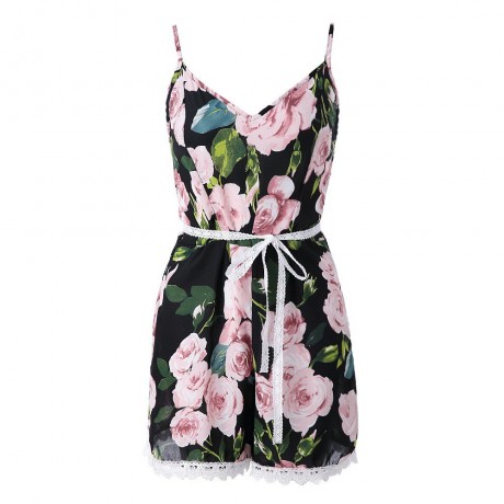 WOMEN'S SEXY SPAGHETTI STRAP FLORAL PRINT ROMPERS (COLORMIX, SIZE S/L)