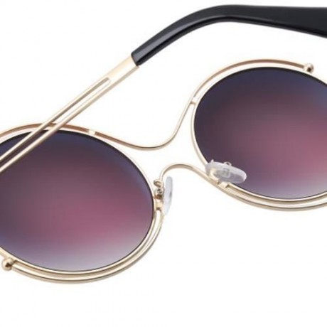 STYLISH LADIES COLOR COATED HOLLOW ROUND FRAME SUNGLASSES (#2)