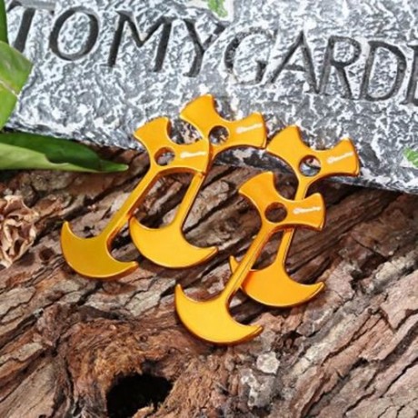 4PCS SHINETRIP LIGHTWEIGHT TENT PEG ROPE GRIP LOOP BUCKLE FLOOR NAIL TRAVEL KIT (GOLDEN)